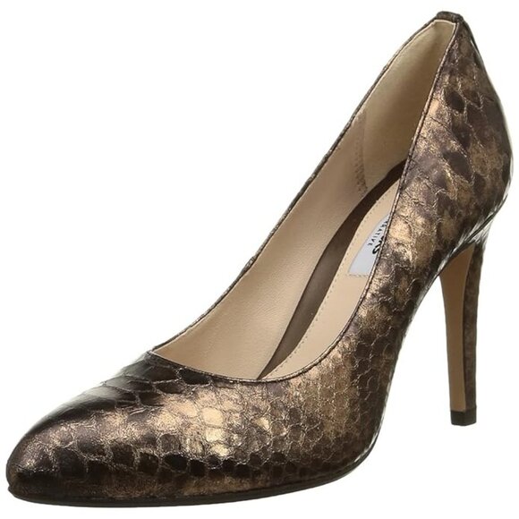 Clarks Narrative Women's SIZE 7.5 Kendra Sienna Bronze Leather Heels Pumps - Picture 2 of 10